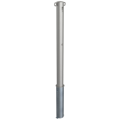 Stainless steel post |  76 mm | without decorative ring | removable, self-engaging lockwith hot-dip galvanized ground socket part-no. 476.40 | with Euro profile cylinder lock and three keys | with 2 eyelets